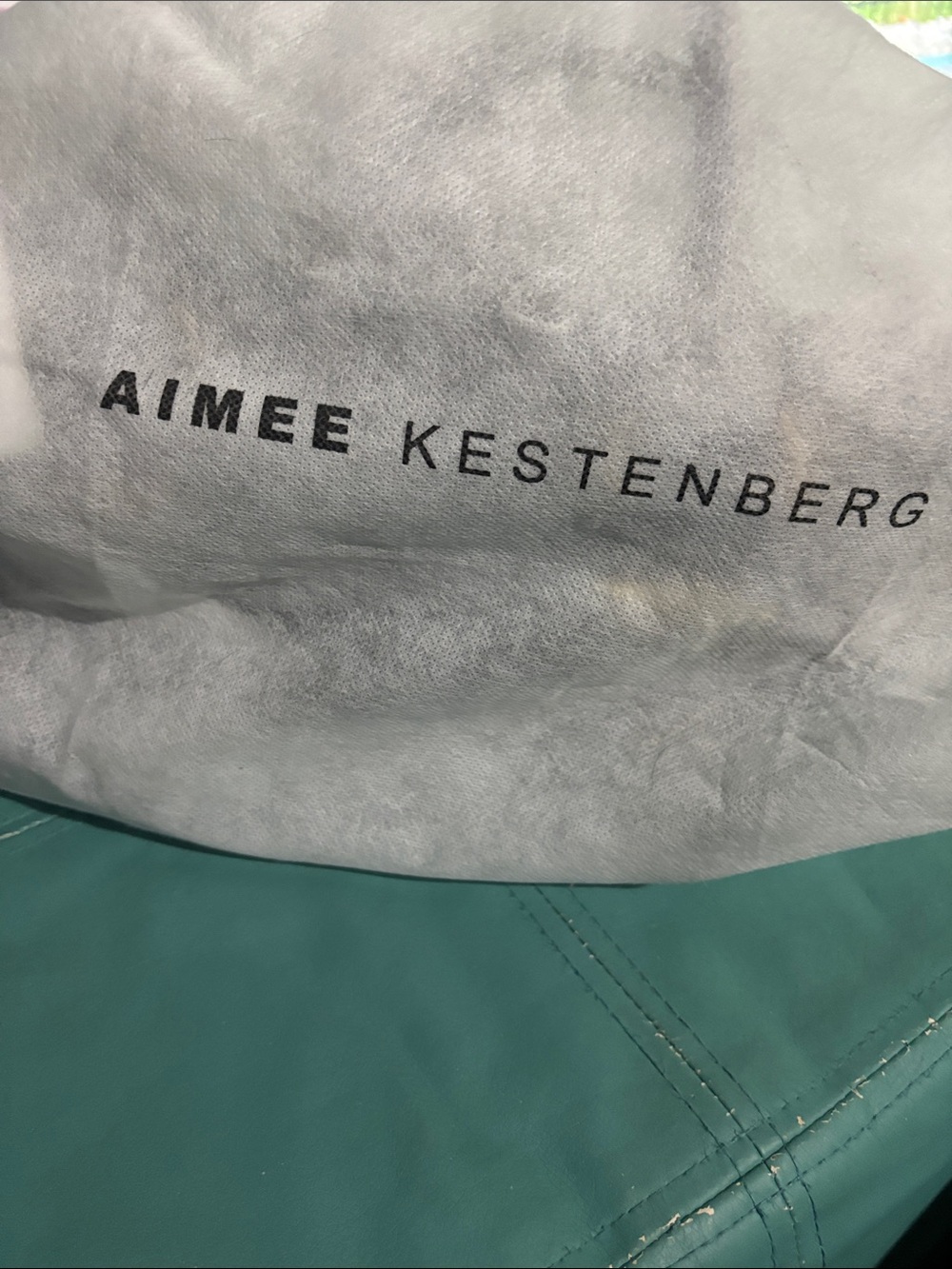 Aimee Kestenberg Teal Leather Tote with Stitch Detail